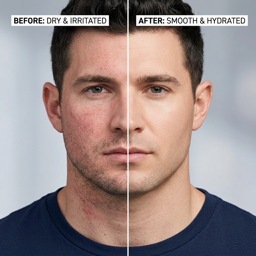 Before and after skin transformation for Marcus K., 28