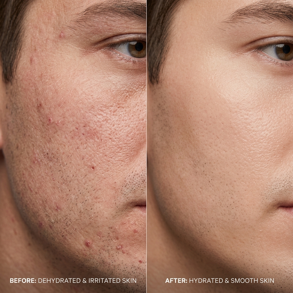 Before and after skin transformation for David P., 34